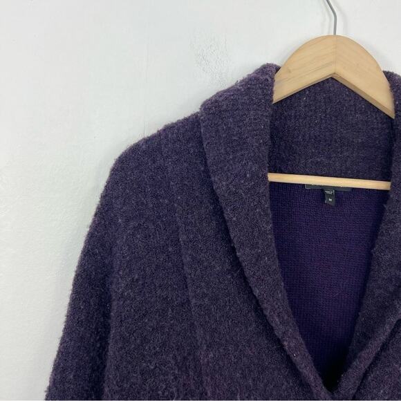 Eileen Fisher Boucle Purple Wool Collared Jacket Coat Sweater Size Medium - Picture 3 of 13